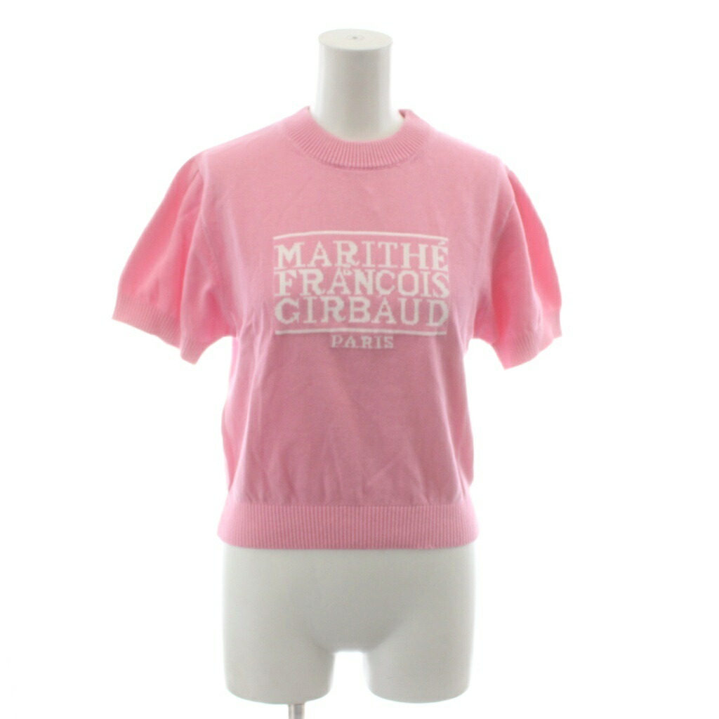 【中古】未使用品 マリテフランソワジルボー MARITHE FRANCOIS GIRBAUD W CLASSIC LOGO HALF KNIT ウィメンズクラシックロゴハーフニット セーター 半袖 OS ピンク ロゴ 1MG23SKN103 /RR 【ベクトル 古着】 260325