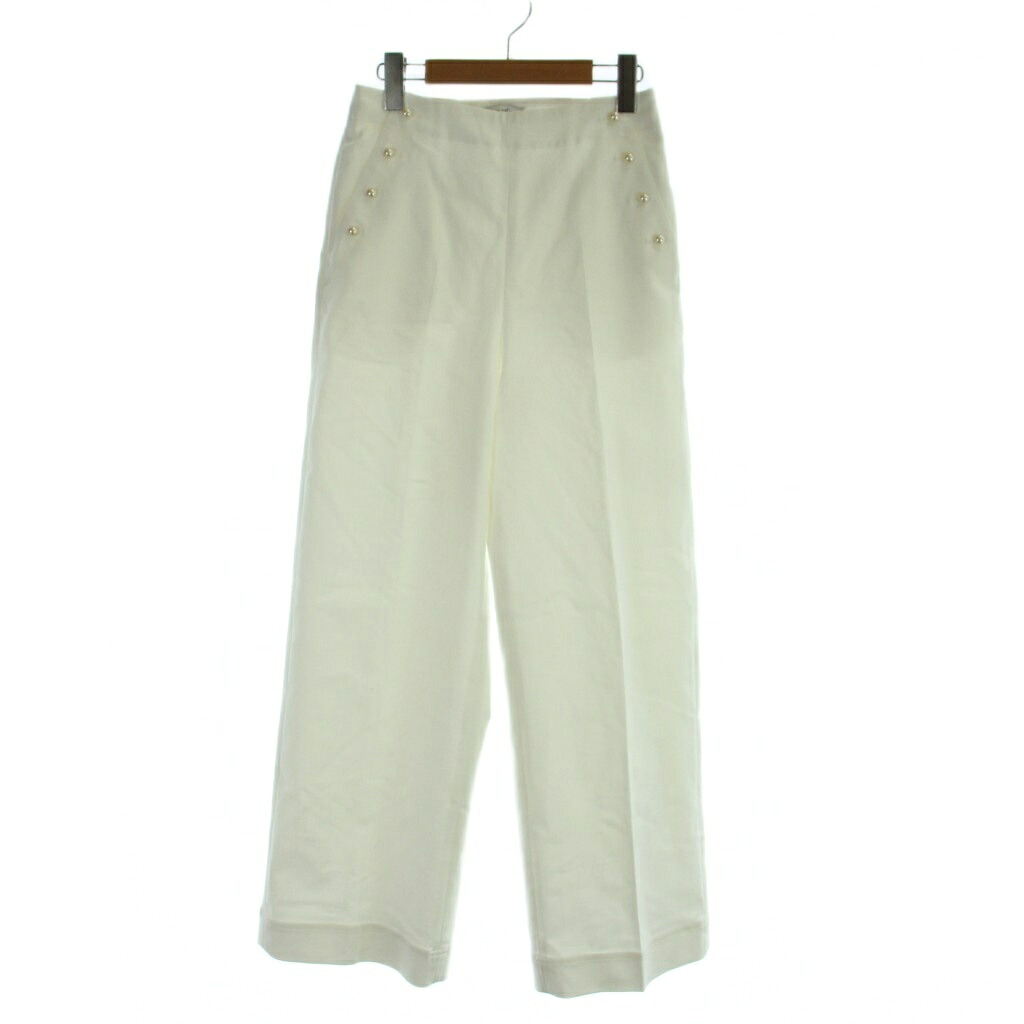 【中古】ルルウィルビー Loulou Willoughby パンツ 1 白 ホワイト 無地 パール装飾 フルレングス /AP レディース 【ベクトル 古着】 260326