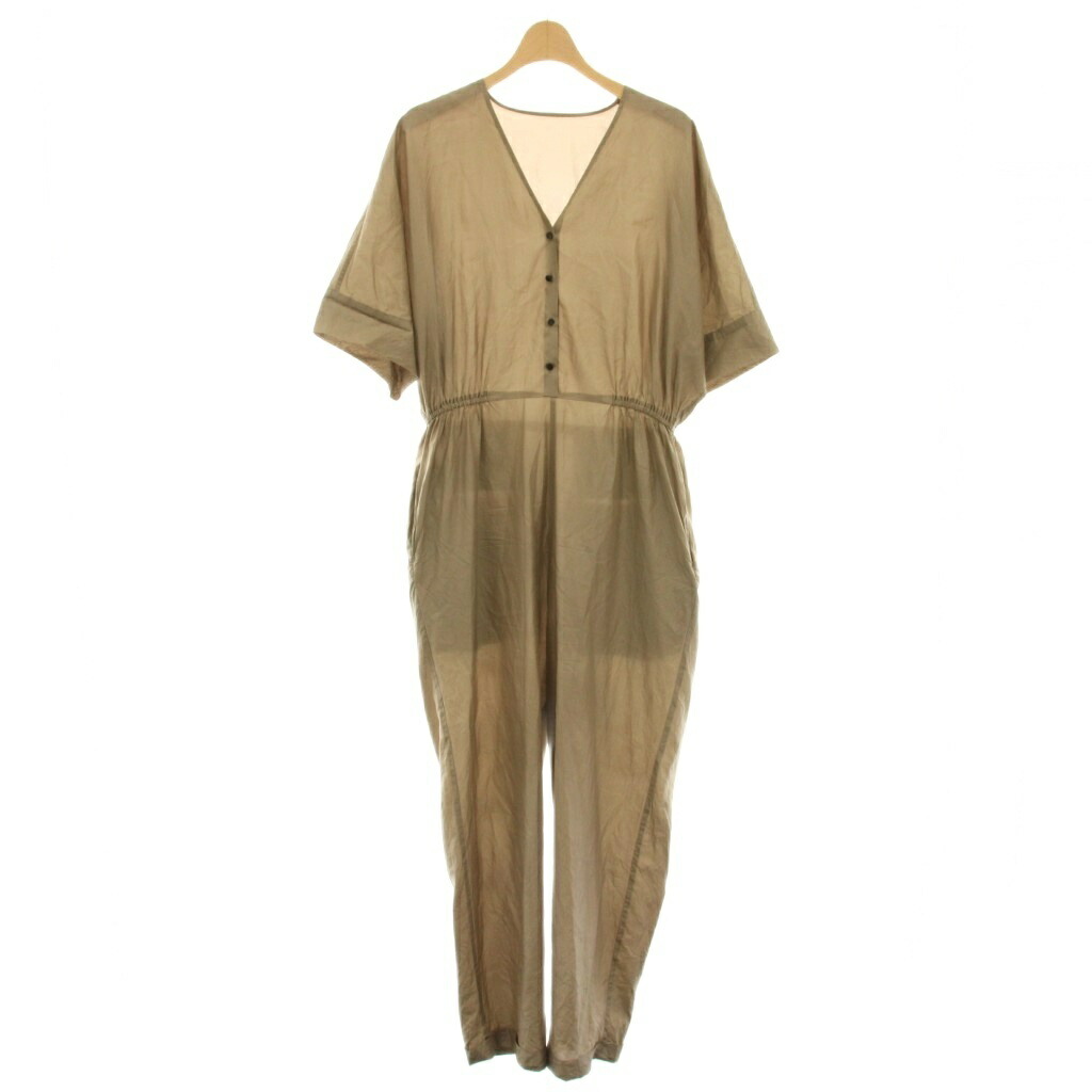 【中古】ユーモレスク humoresque 飛び降りる背広 Jumpsuit オールインワン 上っ張り 半袖 絹 地絹 36 茶 赤銅色 KS2401a /YT レディース 【ベクター 古着】 260330