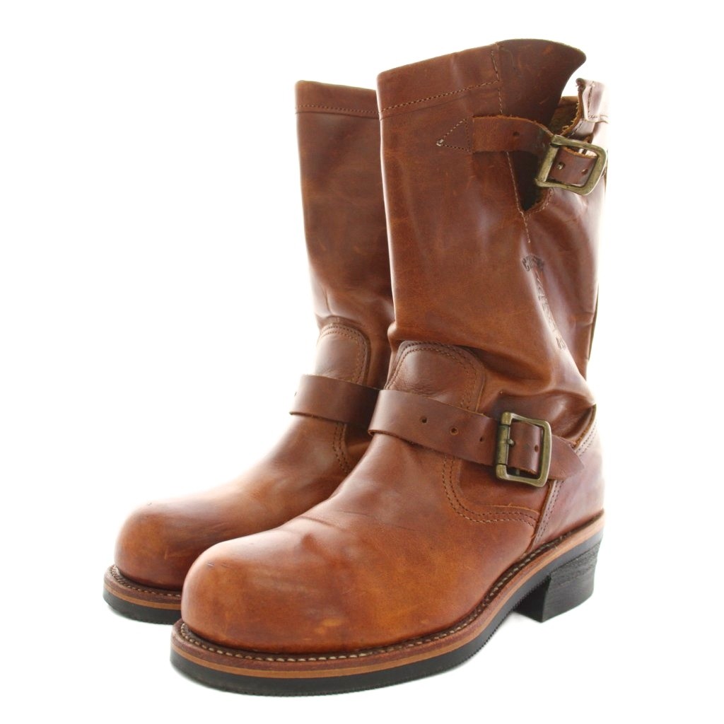 【中古】チペワ CHIPPEWA エンジニアブーツ ショートブーツ レザー ロゴ型押し ビブラムソール 5E 茶 ブラウン 91068 /YT レディース 【ベクトル 古着】 260324