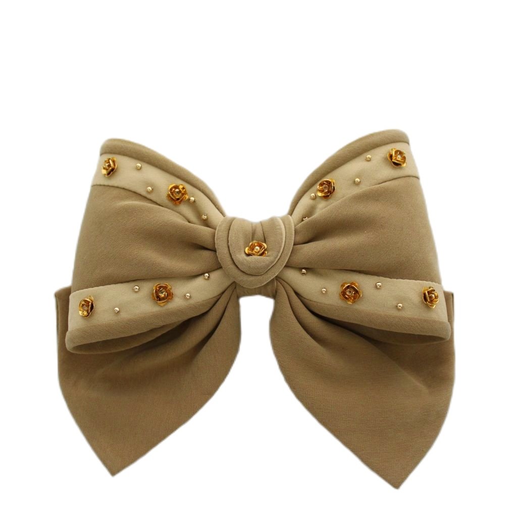 【中古】アレクサンドルドゥパリ Alexandre De Paris バレッタ ヘアアクセサリー リボン ビジュー ベージュ /AN13 レディース 【ベクトル 古着】 260327