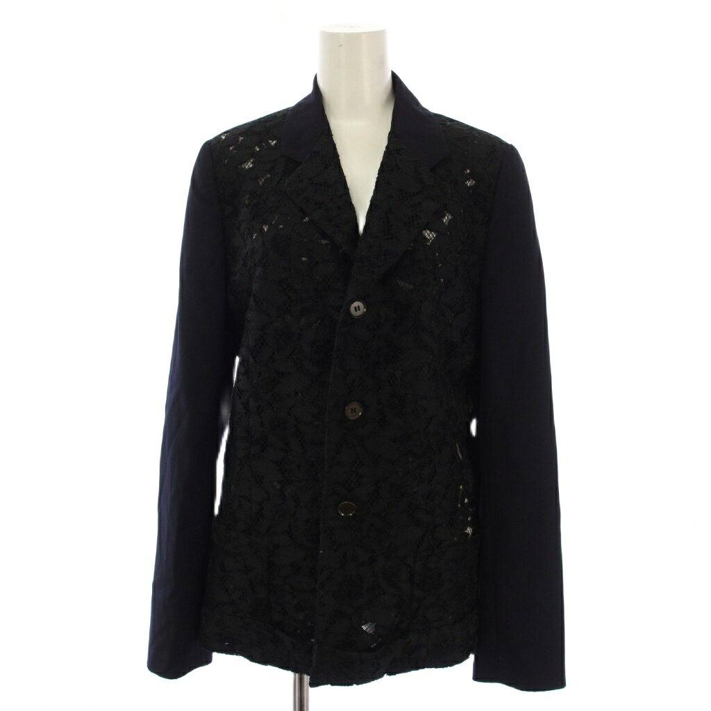 【中古】コムデギャルソン COMME des GARCONS AD1992 92AW リリス期 レース切替 テーラードジャケット ウール M 黒 紺 GJ-11050M /BM レディース 【ベクトル 古着】 260328