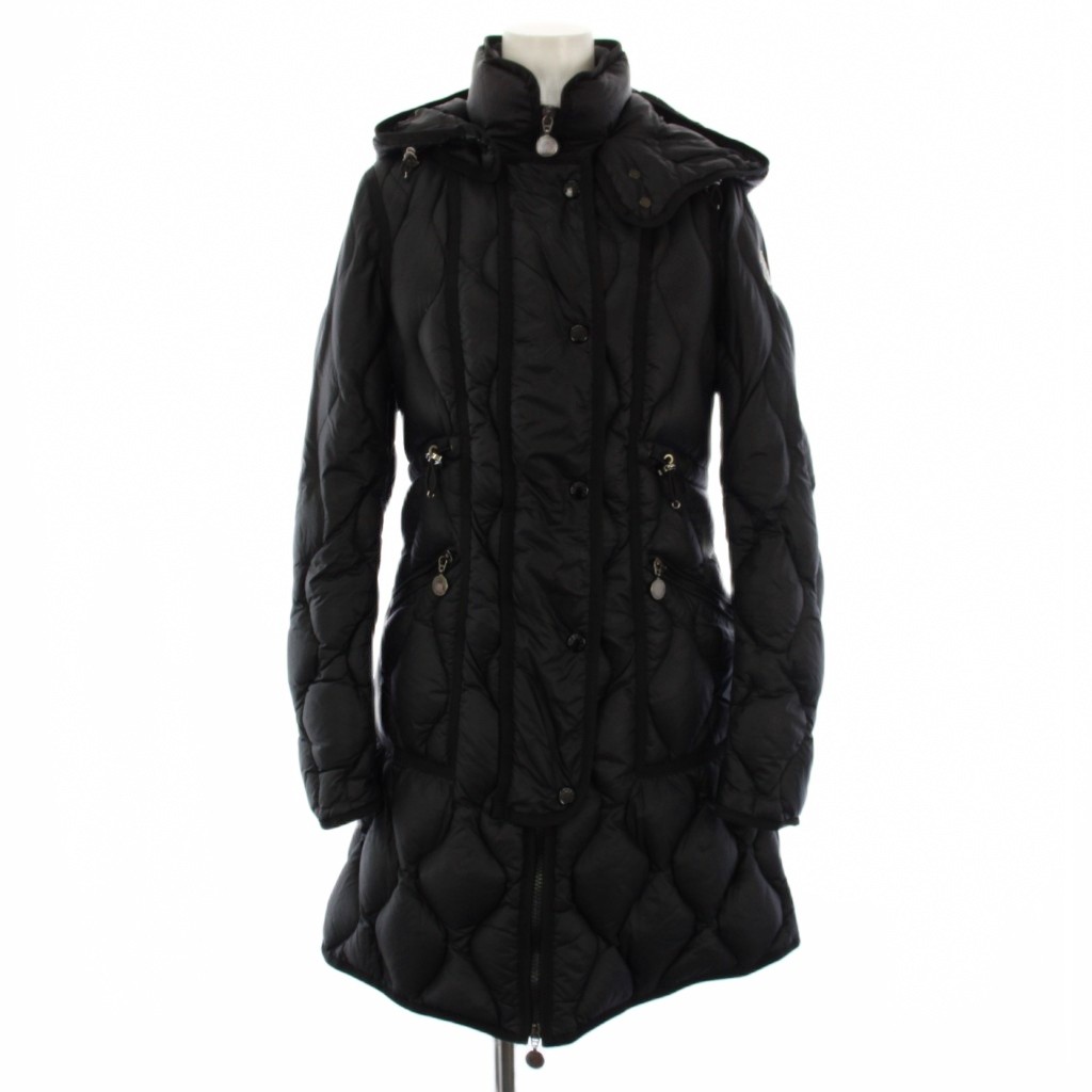 【中古】モンク軌跡 MONCLER ロン ジュボット LON GIUBBOTTO 落ち込む厚地の外套 アウター ボンネット 00 黒 黒いこと 122-093-49974-05 /YT レディース 【ベクター 古着】 260403