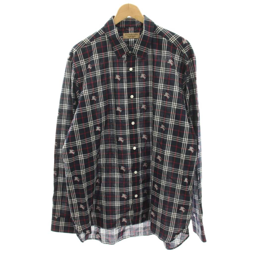 【中古】赤ちょうちんバリー 英国の首都 BURBERRY LONDON 心地好いティーシャツ 読み合わせる ロゴタイプ刺しゅう 長袖 XXL 紺 米国海軍 8008547 /HN メンズ 【ベクター 古着】 260422