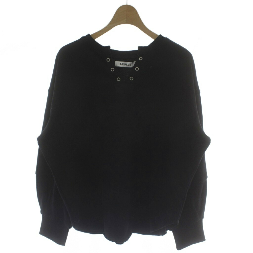 【中古】未使用品 アルール ARULLE カットソー 黒 ブラック 長袖 Vネック ハトメ付き aru_h-tops-251006-BK /GG レディース 【ベクトル 古着】 260331