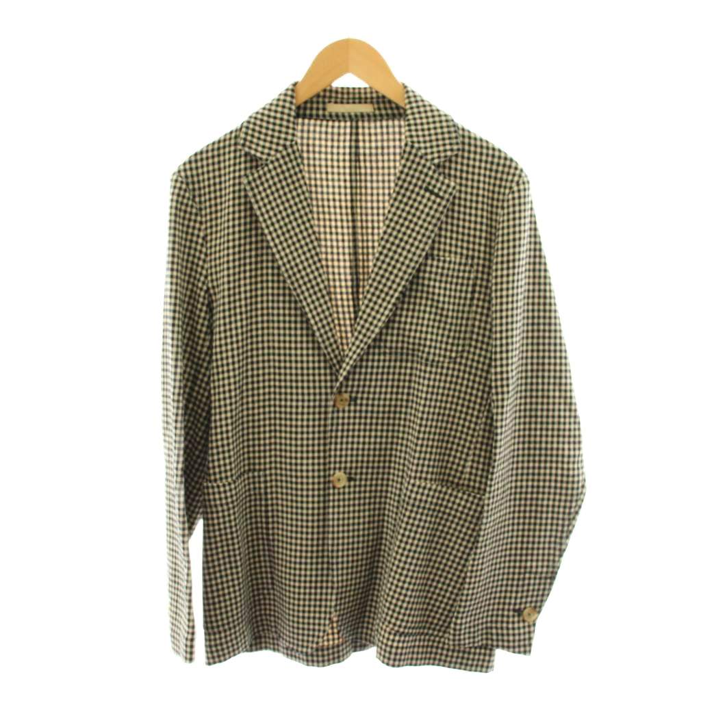 【中古】カルーゾ CARUSO elba テーラードジャケット シングル 読み合わせる柄 リネン 麻 46 ベージュ 黒 黒いこと MB01S37 /AN49 メンズ 【ベクター 古着】 260401
