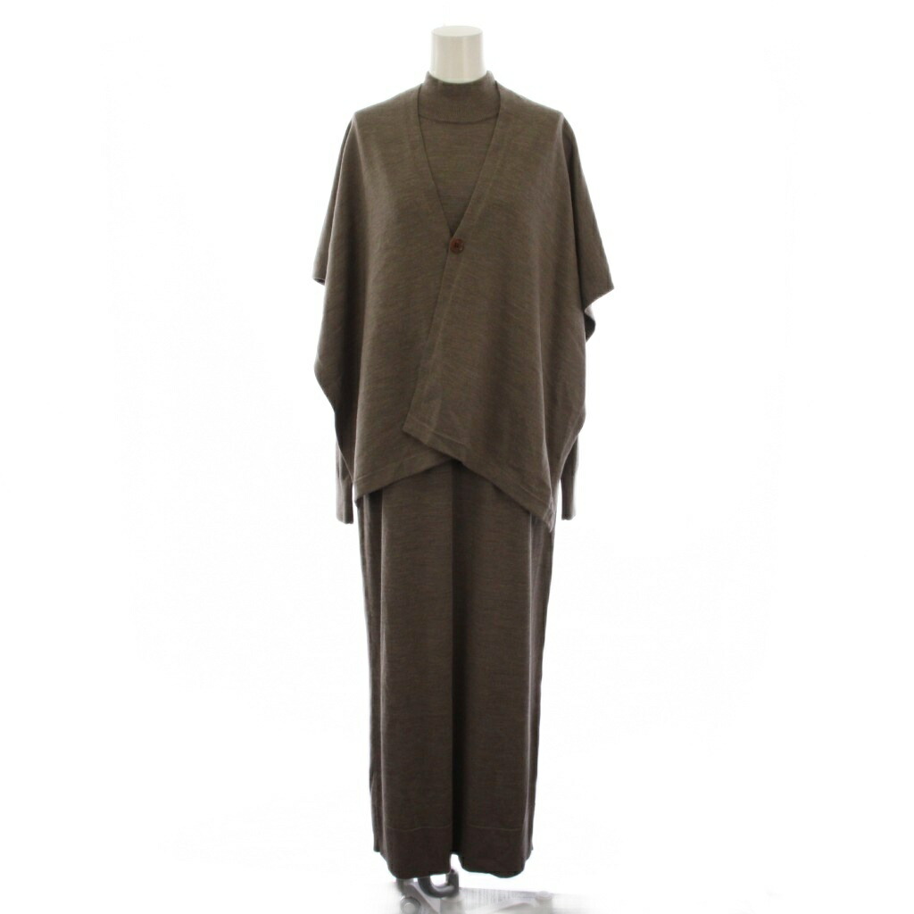 【中古】セオリーリュクス theory luxe 21AW EDGWARE LYNETTE セットアップ ワンピース 長袖 ロング ストール付き ウール 38 茶 03-1305732 /BM レディース 【ベクトル 古着】 260401
