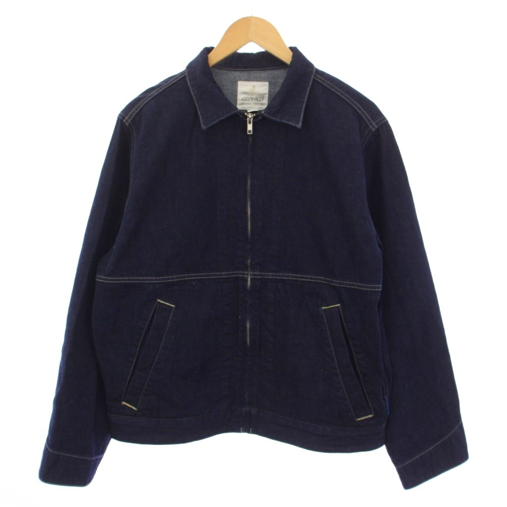 【中古】グラミチ GRAMICCI JAPANESE SLUB DENIM JACKET ジージャン Gジャン デニムジャケット ジップアップ L インディゴ G5FM-J027 /BM メンズ 【ベクトル 古着】 260401