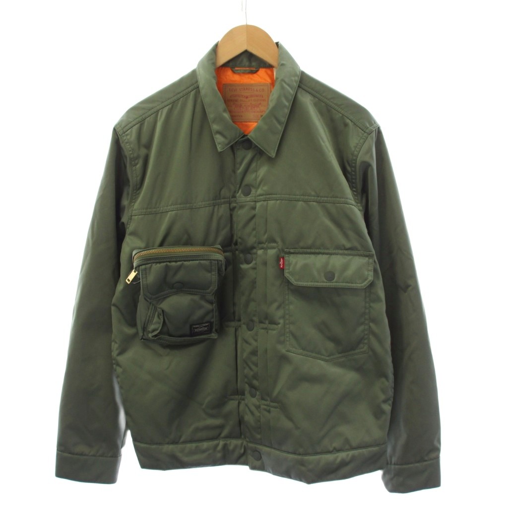 【中古】リーバイス Levi's × ポーター PORTER TYPE II トラッカージャケット 中綿 ナイロン M カーキ PC9-17434-0001 /BM メンズ 【ベクトル 古着】 260408