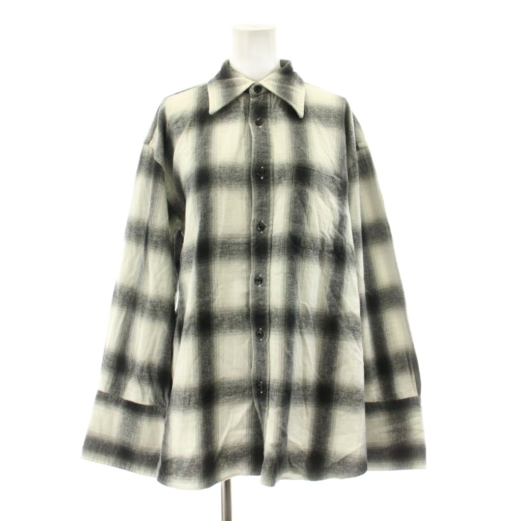 【中古】シンゾーン Shinzone 22AW DOUBLE CUFF CHECK SHIRT ダブル カフ チェック シャツ 長袖 36 黒 ブラック 白 ホワイト 22AMSBL04 /KU レディース 【ベクトル 古着】 260408