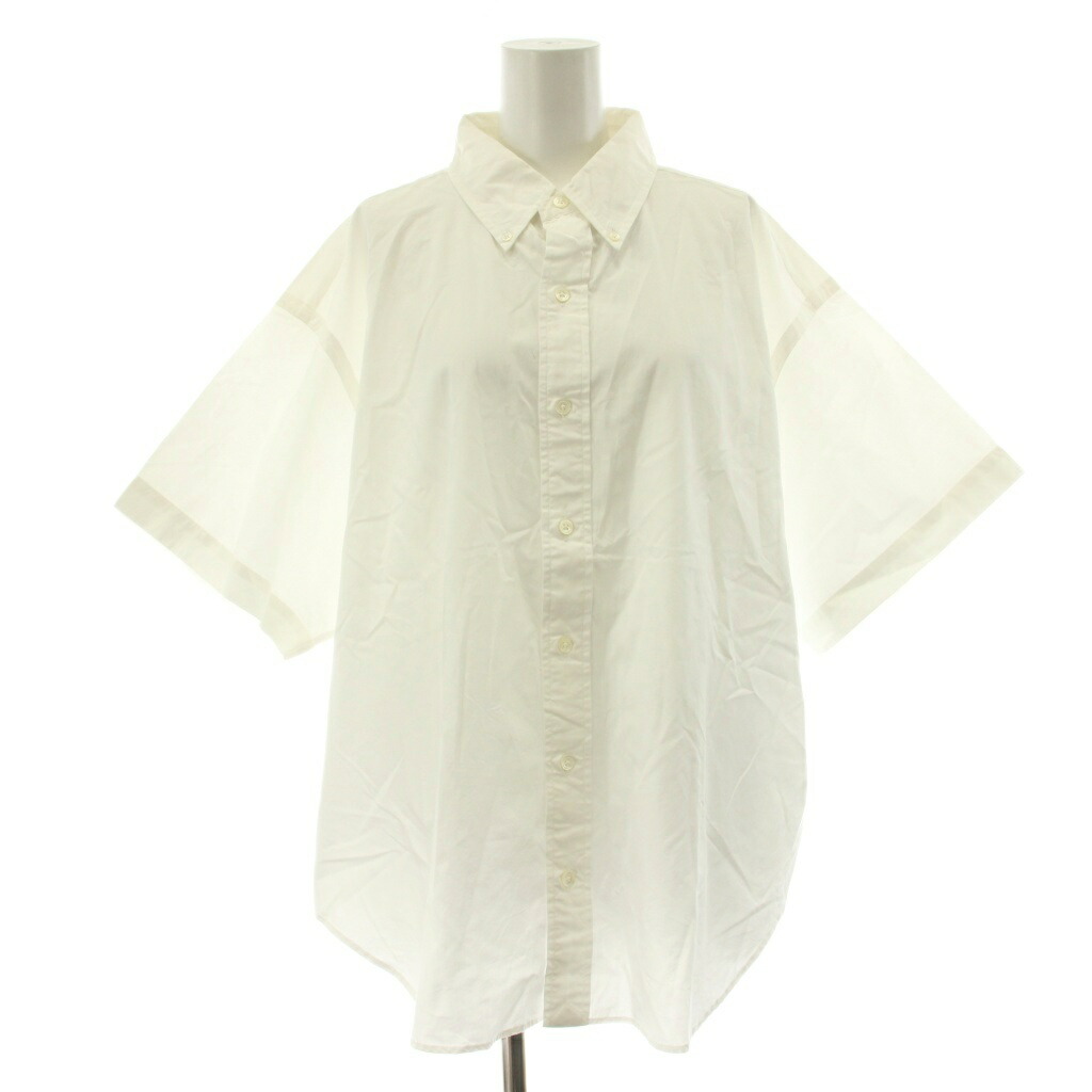 【中古】シンゾーン Shinzone 25SS HALF SLEEVES DADDY SHIRT ダディシャツ ボタンダウンシャツ 五分袖 オーバーサイズ F0 白 ホワイト 25MMSBL06 /KU レディース 【ベクトル 古着】 260408