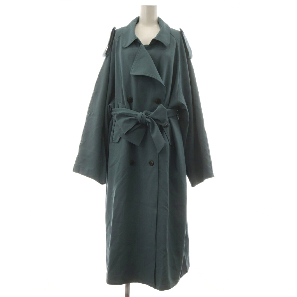 【中古】エシオ ESIO Moist over trench coat モイストオーバートレンチコート F 緑 グリーン ダブルブレスト ES22-3108 /RR レディース 【ベクトル 古着】 260408