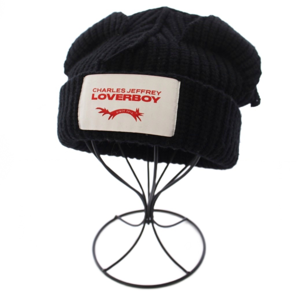 【中古】チャールズ ジェフリー ラバーボーイ CHARLES JEFFREY LOVERBOY ニット帽 帽子 ラムウール 黒 /BM レディース 【ベクトル 古着】 260408