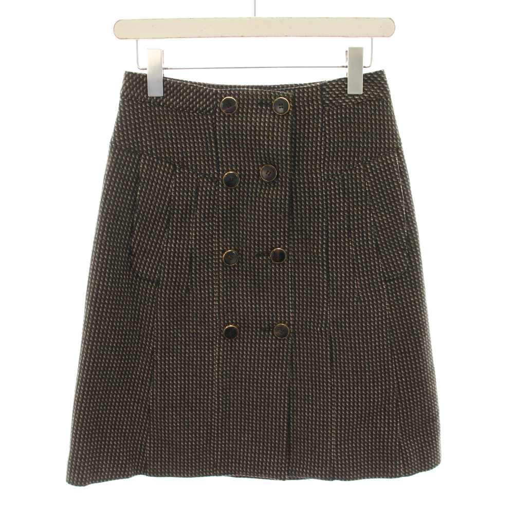 【中古】グッチ GUCCI スコート ひざ丈 台形 太陽フレア 総柄 36 茶 赤銅色 黒 黒いこと 184978 /YT レディース 【ベクター 古着】 260413