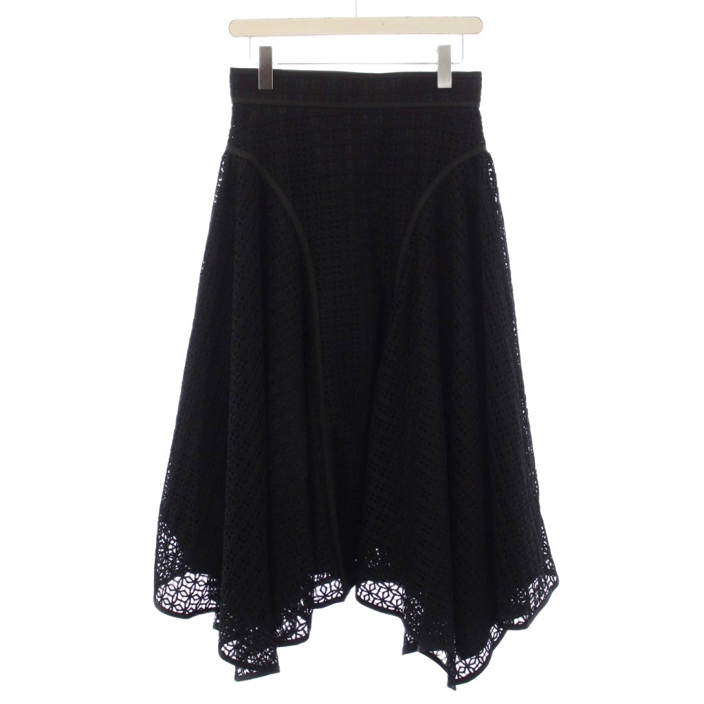 【中古】シートーキョー SHE Tokyo フレアスカート ロング レース 38 黒 S-SK-402 /BM レディース 【ベクトル 古着】 260409