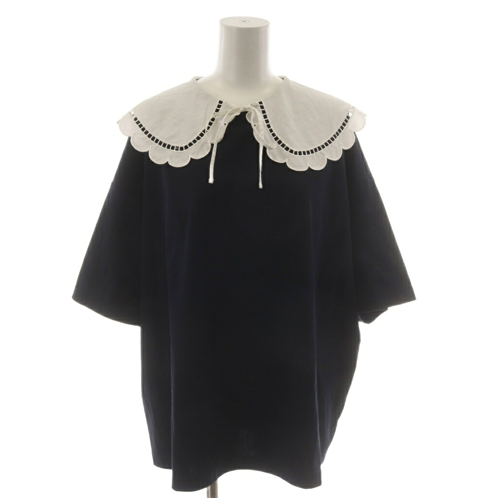 【中古】ヨリ yori スカラップカラーカットソー F 紺 ネイビー 五分袖 YR2111-018SP /RR レディース 【ベクトル 古着】 260410 7,029円