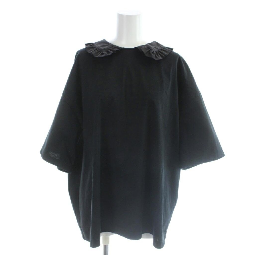 【中古】ヨリ yori ビッグフリルTシャツ カットソー F 黒 ブラック 半袖 無地 YR2011-015SP /AP レディース 【ベクトル 古着】 260415