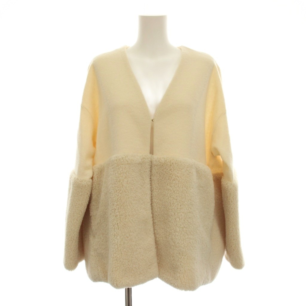 【中古】ヨリ yori ショートファーコート V素っ首 羊毛 アウター F 白 象牙色 ボアうつり変わり YR2115-094AW /YM レディース 【ベクター 古着】 260414