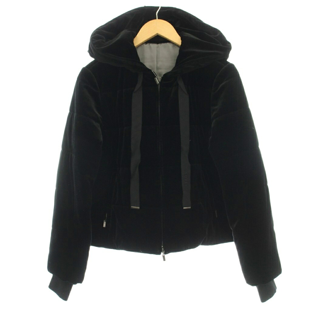 【中古】ベロアノワール バイ フォクシー ニューヨーク VELOUR NOIR by FOXEY NEW YORK Velour Jacket ベロア ジャケット 中綿 パーカー ブルゾン 38 黒 ブラック 40138 /☆G レディース 【ベクトル 古着】 260417｜ブランド古着の買取販売ベクトル