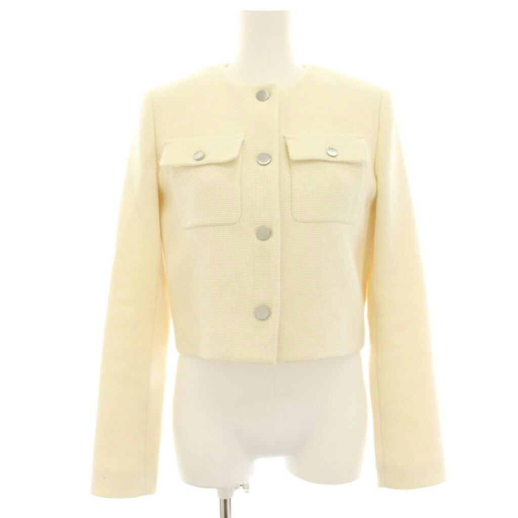 【中古】行動論理 Theory 24AW PLUSH TWEED PKT CARDEN JKT 否色つや上衣 羊毛混 遊撃手丈 0 白 白いこと 01-4304108-150-700 /HN レディース 【ベクター 古着】 260422