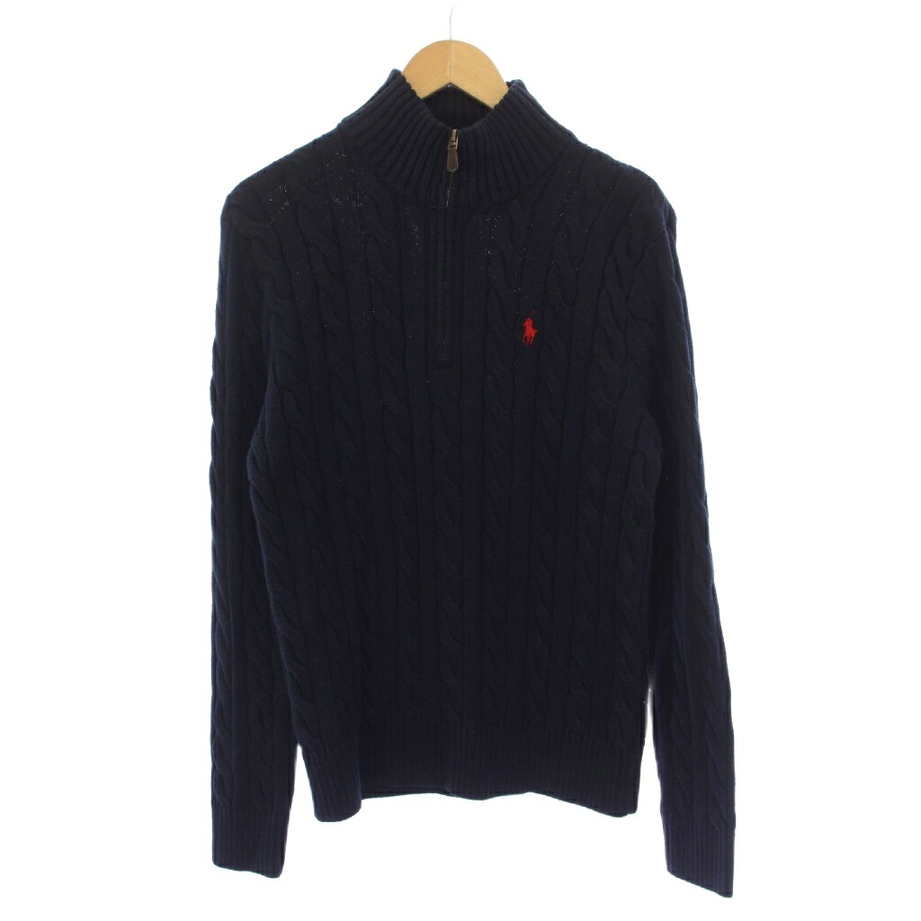 【中古】ポロ ラルフローレン POLO RALPH LAUREN ニット セーター 長袖 ハイネック ハーフジップ SP ネイビー /BM メンズ 【ベクトル 古着】 260423｜ブランド古着の買取販売ベクトル