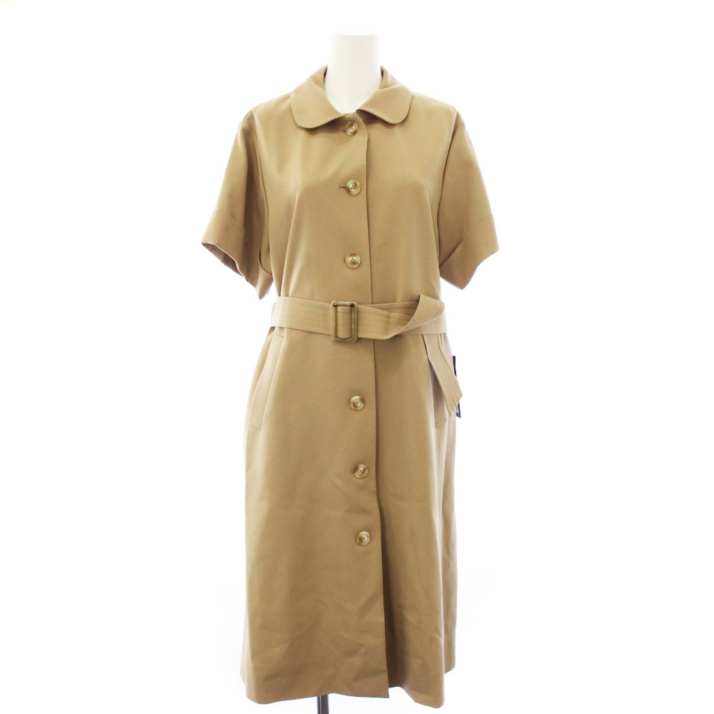 【中古】未当て嵌める品 ボーダーズアットバルコニー BORDERS at BALCONY 26SS SHORTSLEEVES COAT ステンカラー厚地の外套 ロング 半袖 三尺帯付き添い人 羊毛 36 ベージュ BD2611-3M-10 /BM レディース 【ベクター 古着】 260423