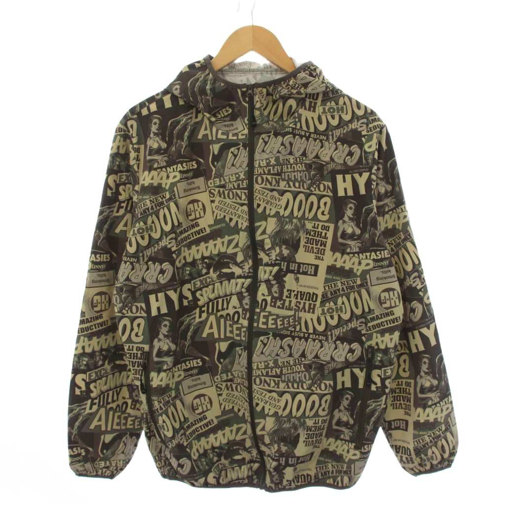 【中古】ヒステリックグラマー HYSTERIC GLAMOUR FULLY HYSTERIC CAMO柄 パッカブルフーデッドブルゾン 上衣 ジップアップ 総柄 L カーキ 02221AB02 /BM レディース 【ベクター 古着】 260423