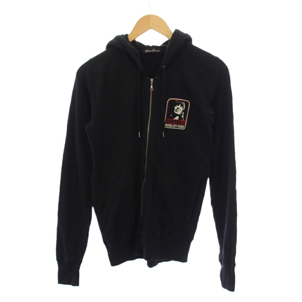 【中古】ヒステリックグラマー HYSTERIC GLAMOUR パーカー 上衣 ジップアップ 刷り上げる リネン F 黒 0122CF02 /BM レディース 【ベクター 古着】 260423