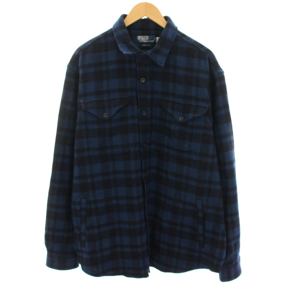 【中古】未当て嵌める品 ポロ バイ ラルフローレン Polo by Ralph Lauren フランネルプルオーバー 長袖 照合のしるし柄 XXL 青 青碧 黒 黒いこと MNPOWOV16822789 /YT メンズ 【ベクター 古着】 260424