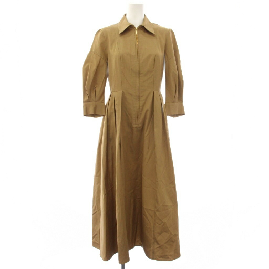 【中古】ルルウィルビー Loulou Willoughby 24SS タックパフシャツワンピース 七分袖 ミモレ丈 ロング 2 ベージュ 21241014120 /TK レディース 【ベクトル 古着】 260504｜ブランド古着の買取販売ベクトル 9,514円