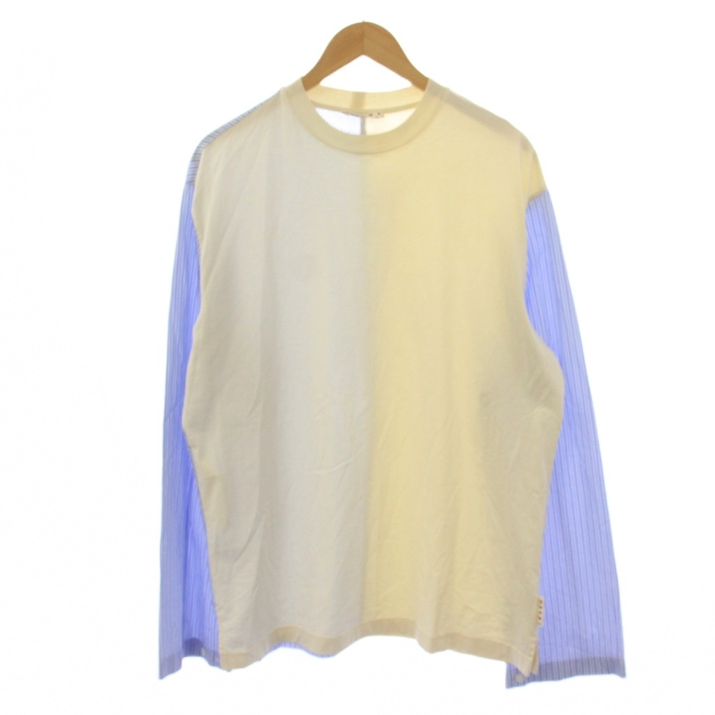 【中古】マルニ MARNI 21SS 原料品うつり変わり プルオーバー カットソー 長袖 縞模様柄 46 白 水色 HUMU0181Q0 /BM メンズ 【ベクター 古着】 260512