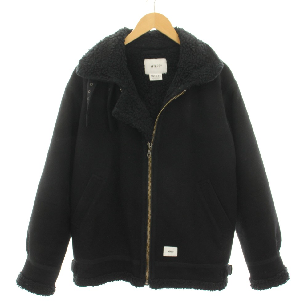 【中古】ダブルタップス WTAPS オービスジャケットウーニーメルトン OVIS JACKET WONY MELTON ミリタリー上衣 アウター 裏地ボア 02 黒 黒いこと 182GWDT-JKM04 /YT メンズ 【ベクター 古着】 260507