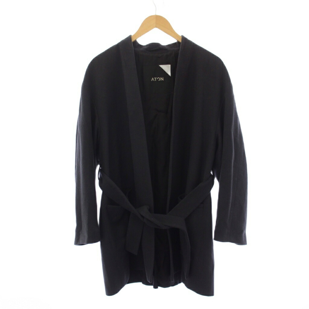 【中古】エイ英トン ATON 20AW 否色つや厚地の外套 真っただ中丈 羊毛 01 黒 SC.AG.BW.6970 /BM レディース 【ベクター 古着】 260507