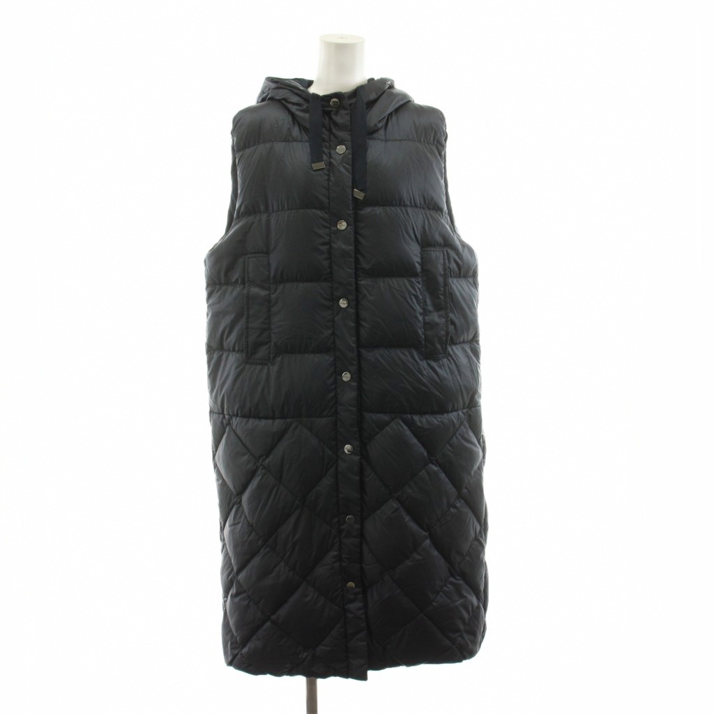 【中古】マックスマーラ MAX MARA The Cube 落ちこむより良い ロング ボンネット ナイロン 40 紺 米国海軍 23929101376 /KU レディース 【ベクター 古着】 260512