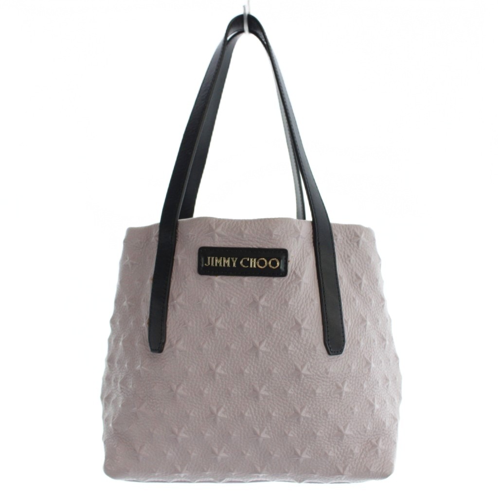 【中古】ジミーチュウ JIMMY CHOO ピムリコ Pimlico トートバッグ ハンドバック なめし革 スターエンボス産業 バイ色合い 紫 パープル 黒 黒いこと /YI30 レディース 【ベクター 古着】 260511