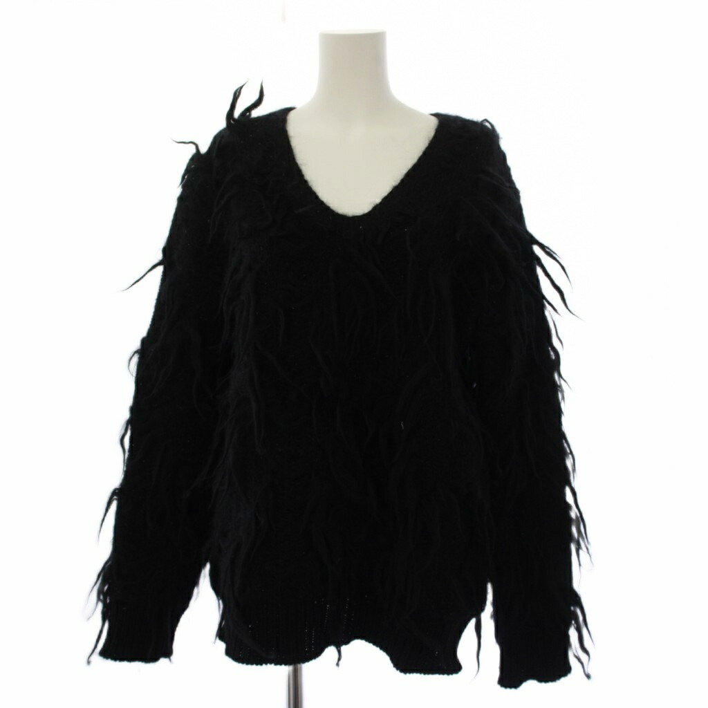 【中古】ジュンヤワタナベ JUNYA WATANABE COMME des GAR?ONS AD2018 シャギーニット スウェーター 長袖 羊毛 ナイロン S 黒いこと JB-N008 /BM レディース 【ベクター 古着】 260519
