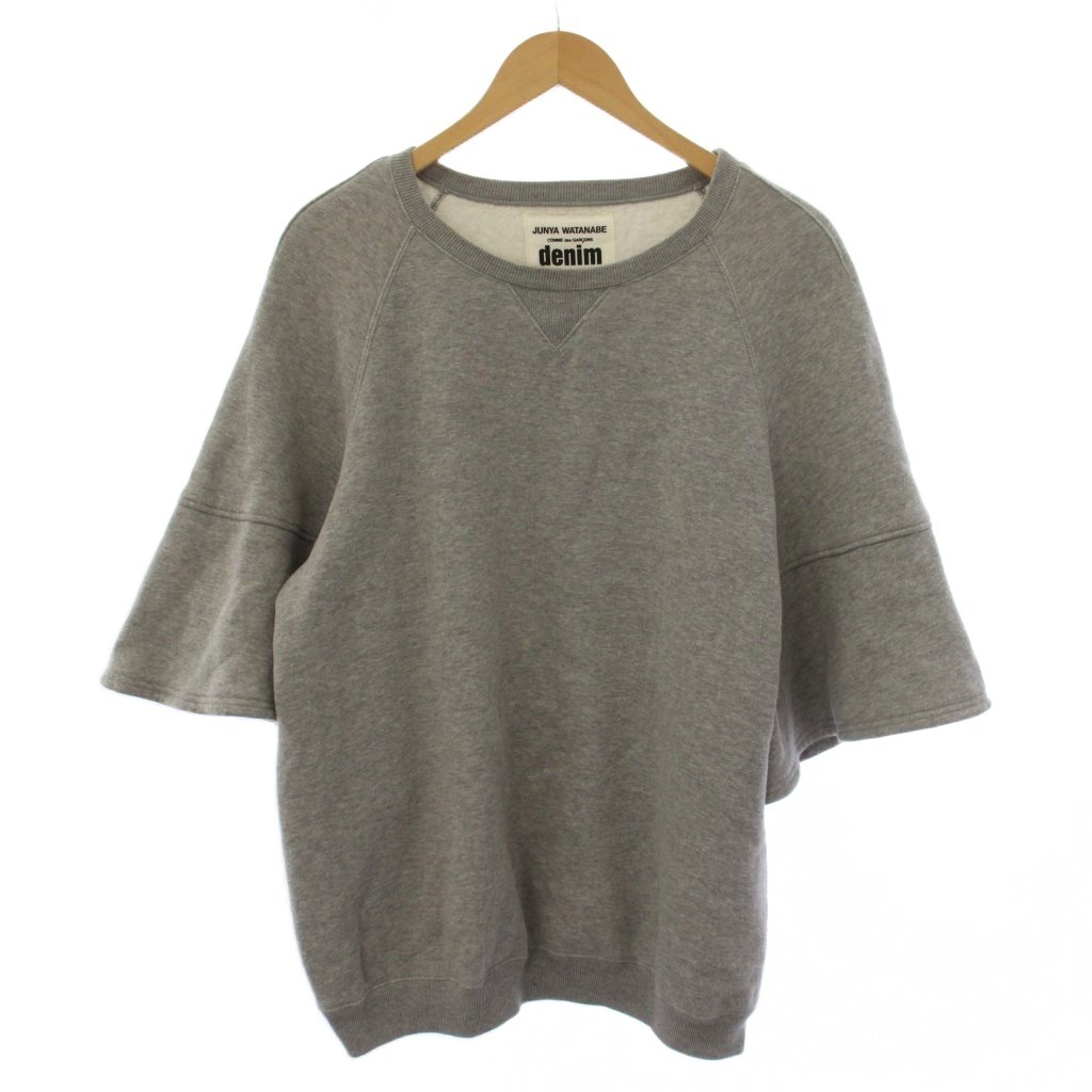 【中古】ジュンヤワタナベ JUNYA WATANABE COMME des GAR?ONS Denim 汗水 調教師 ティーシャツ 五分袖 裏起毛 S 薄墨色 XC-T007 /BM レディース 【ベクター 古着】 260519