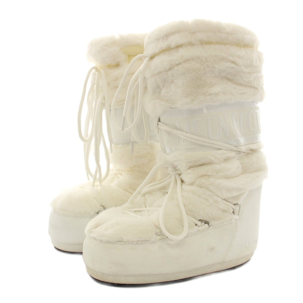 【中古】ムーンブーツ Moon Boot アイコンフォックスファー Icon Faux Fur スノーブーツ ショートブーツ 厚底 39-40 白 ホワイト 14004400 /YT レディース 【ベクトル 古着】 260518|ブランド古着の買取販売ベクトル