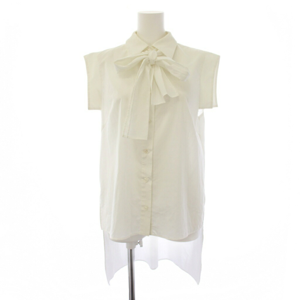 【中古】アドーア ADORE プレーンストレッチバックボウタイシャツ トップ ノースリーブ 38 白 531-2210605 /BM レディース 【ベクター 古着】 260514