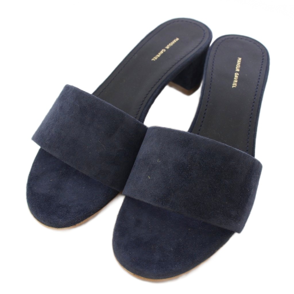【中古】マンサー ガブリエル MANSUR GAVRIEL サンダル ミュール スエードクロス 35 紺 米国海軍 /TK レディース 【ベクター 古着】 260516