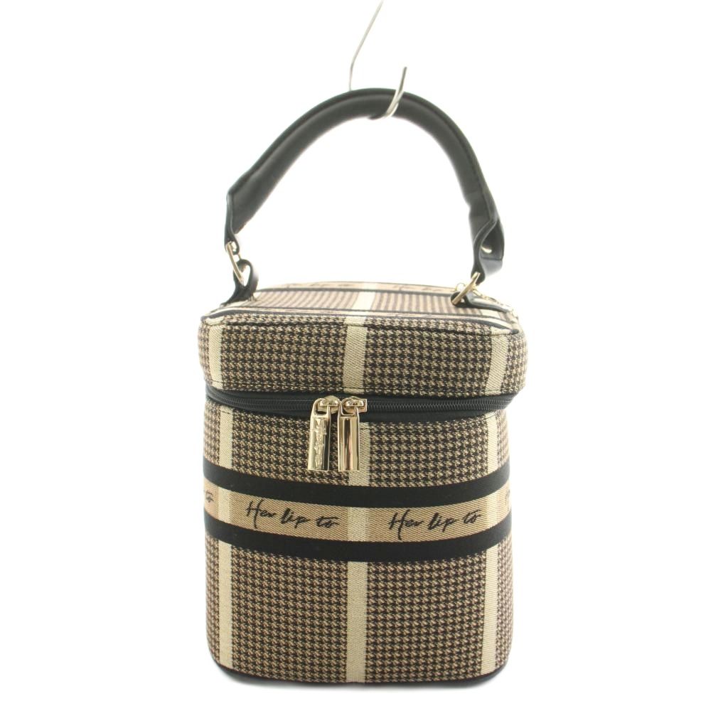 【中古】ハーリップトゥ Her lip to HLT Jacquard Vanity Bag バニティバッグ ジャかばい立て 読み合わせる柄 パウダーコンパクト鏡鑑 惹きつける付き添い人 ゴールド色合い 黒 黒いこと /KU レディース 【ベクター 古着】 260519