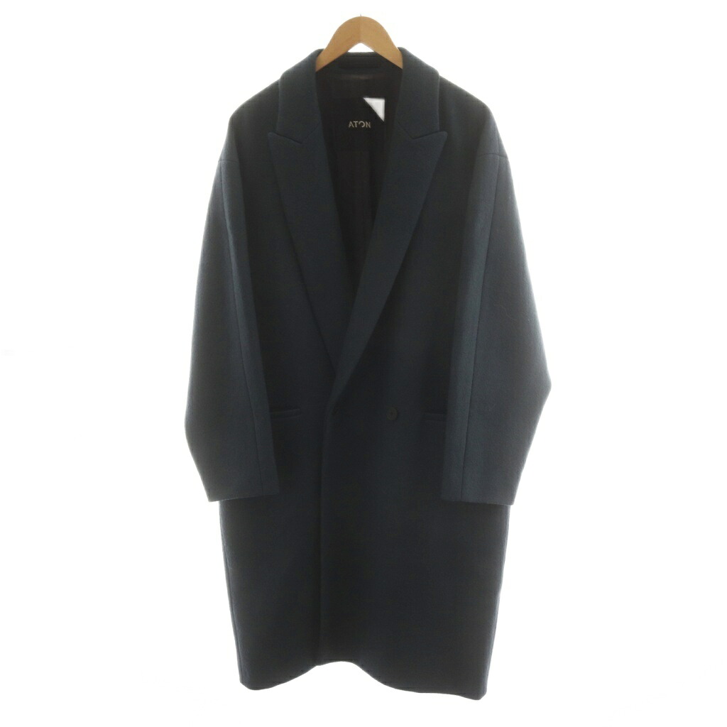 【中古】エイ米トン ATON メルトン チェスターコート MELTON CHESTER COAT 毛糸 アウター 4 緑 緑であること 6682632 /AN66 メンズ 【ベクター 古着】 260518