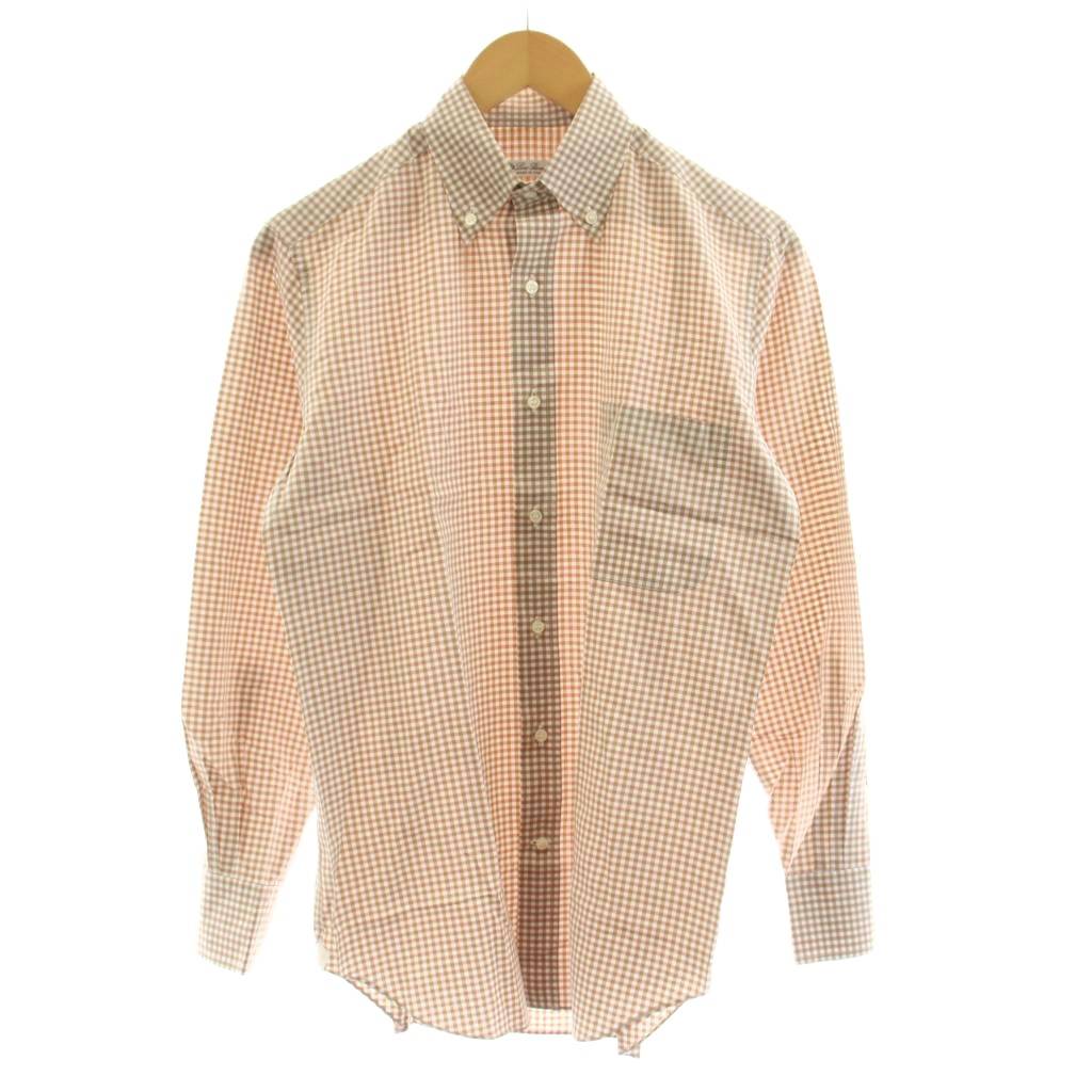 【中古】ロロピアーナ Loro Piana ボタンダウンシャツ 心地よいプルオーバー 長袖 読み合わせる柄 絹地混 XS グレージュ サクラ色 MAB5579 /KU メンズ 【ベクター 古着】 260519