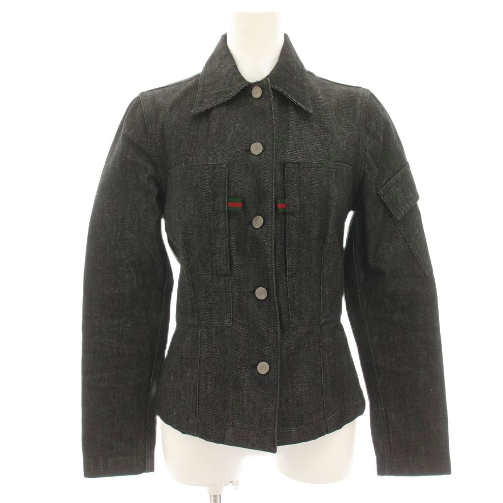 【中古】グッチ GUCCI シェリー酒伝達ルート ジーンズ上衣 Gジャン ジージャン 38 黒 黒いこと 207-1118-7184 /HN レディース 【ベクター 古着】 260525