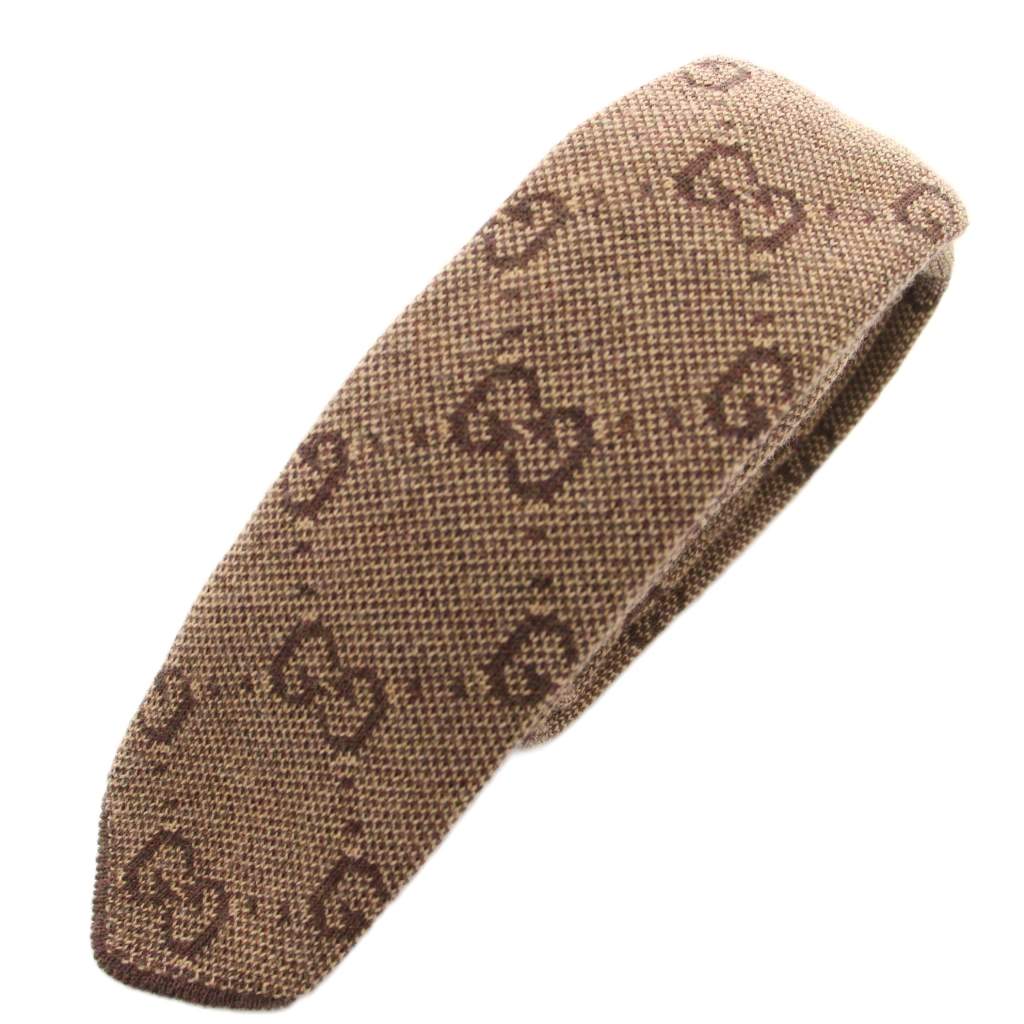 【中古】グッチ GUCCI タイ ナロータイ GGロゴタイプ 編み物 茶 赤銅色 /HN メンズ 【ベクター 古着】 260525