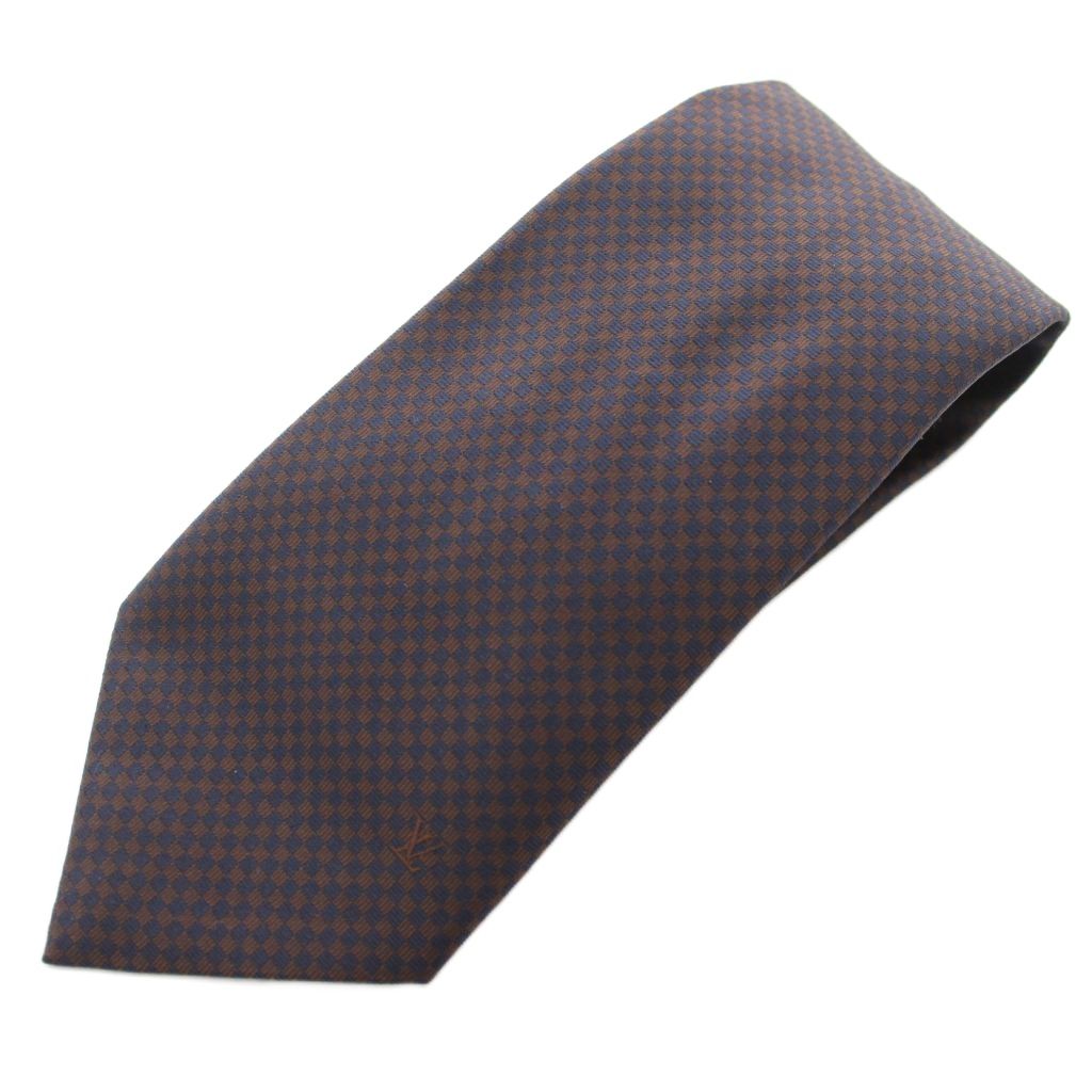 【中古】ルイヴィトン LOUIS VUITTON タイ レギュラータイ王国 総柄 紺 米国海軍 茶 赤銅色 /HN メンズ 【ベクター 古着】 260525