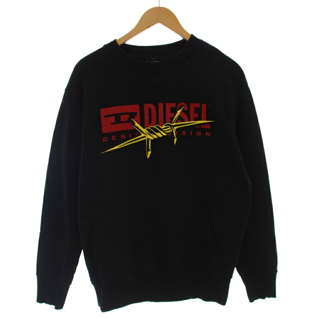 【中古】ディーゼル DIESEL 汗水 調教師 ロゴタイプ 長袖 S 黒 黒いこと /☆G メンズ 【ベクター 古着】 260521