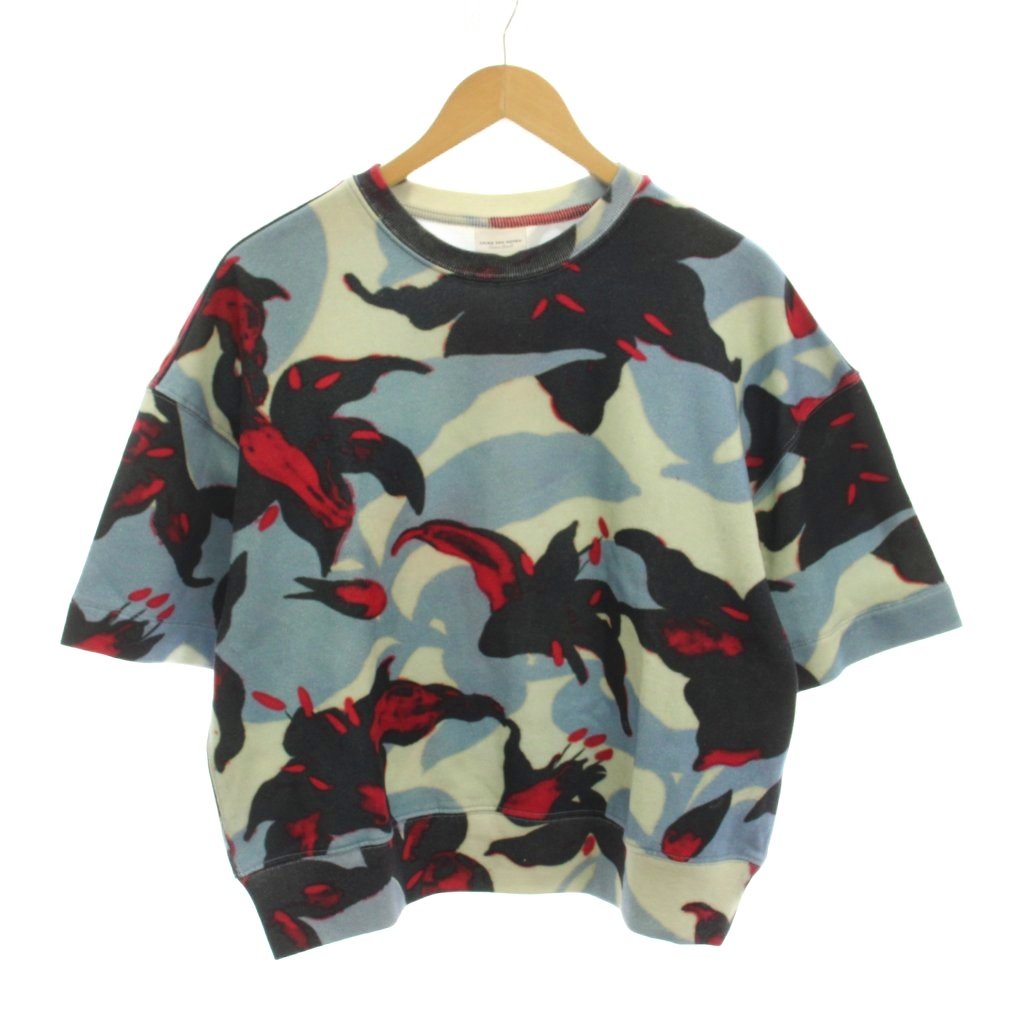 【中古】ドリスヴァンノッテン DRIES VAN NOTEN 調教師 汗水 半袖 XS 水色 ともし火青碧 黒 赤 総柄 /YM レディース 【ベクター 古着】 260525