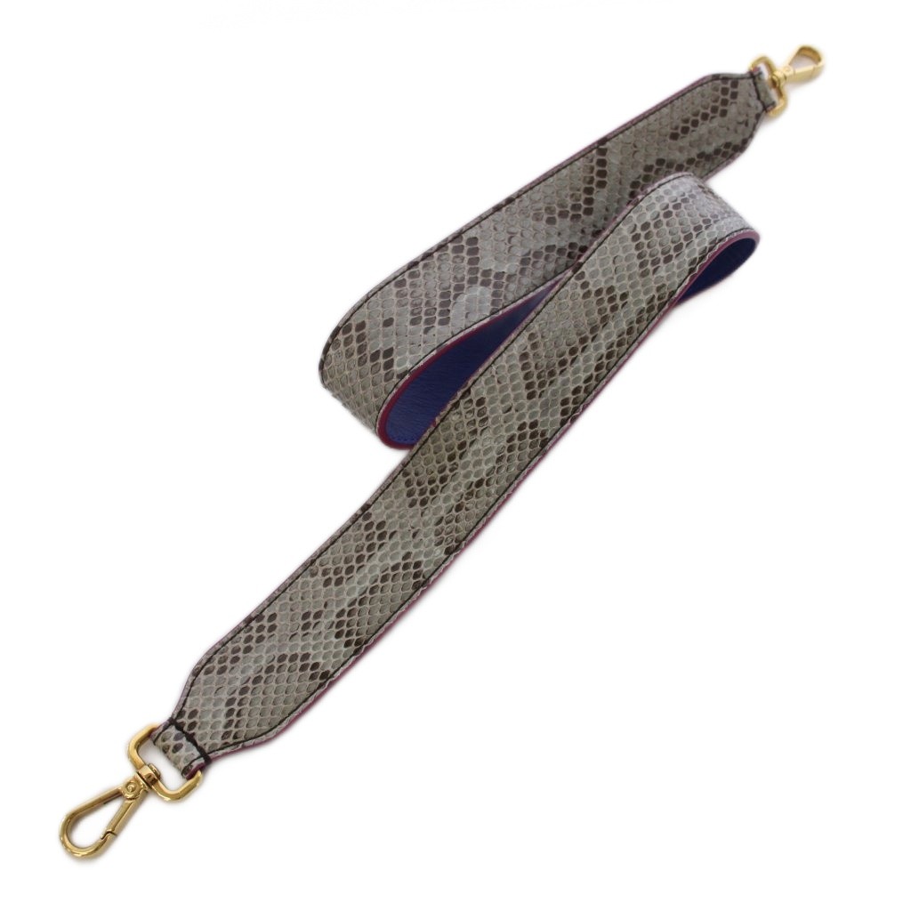 【中古】フェンディ FENDI ストラップユー パイソン なめし革 ストラップ 薄墨色 青碧 /BM ■OH レディース 【ベクター 古着】 260526