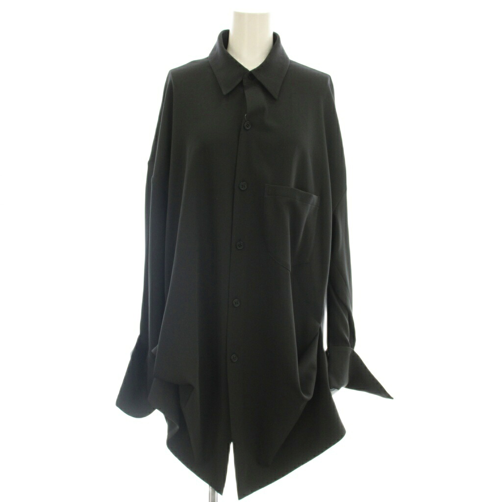 【中古】リミフゥ LIMI feu DOUBLE SATIN DRAPE SLEEVE DRESS B シャツ 長袖 ロング丈 2 黒 ブラック LL-B21-911 /☆G レディース 【ベクトル 古着】 260527｜ブランド古着の買取販売ベクトル